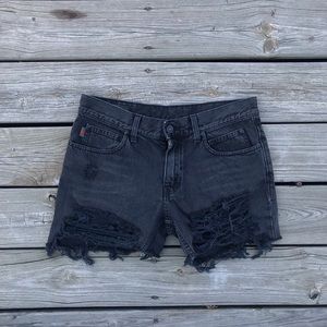 Black on Balck distressed Gucci shorts